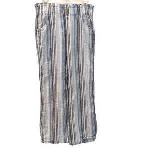 NWOT belle du jour Blue Striped Pull On Linen/Viscose Size Medium Pockets